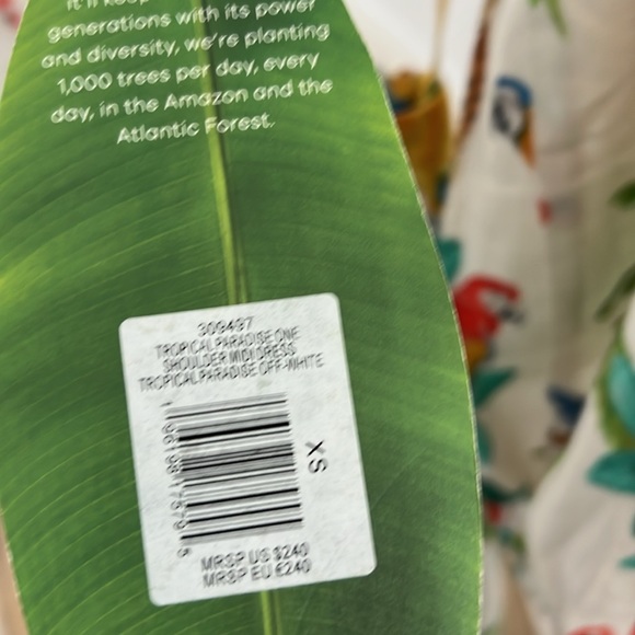 NWT Farm Rio Tropical Paradise White One Shoulder Linen Blend Midi Dress XS $250 - Picture 9 of 10